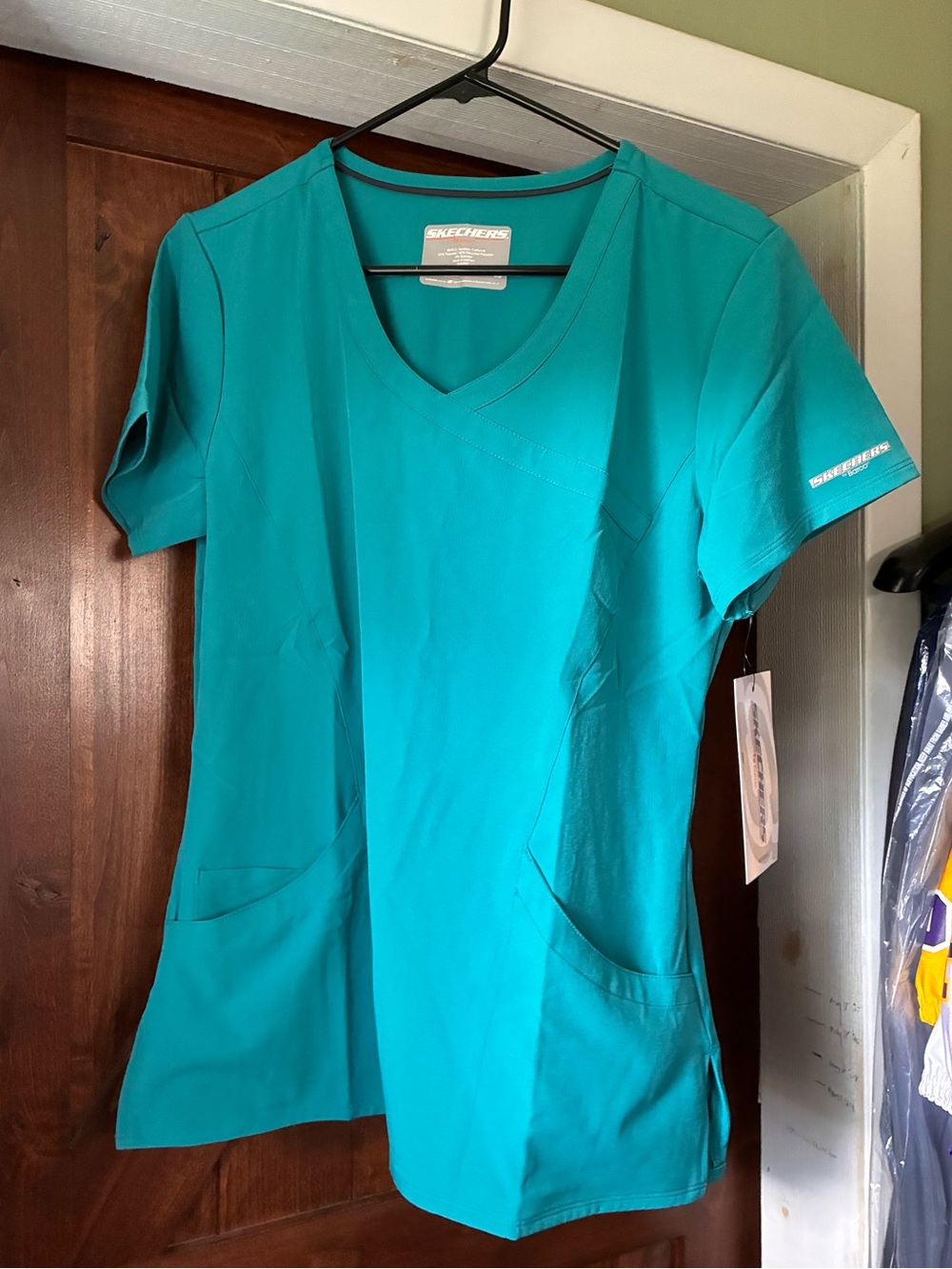 Skechers Women's Teal V-Neck Short Sleeve Scrub Top